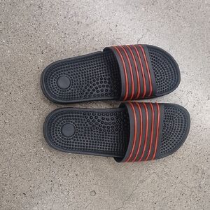 Men's Black and Red Slide Sandals